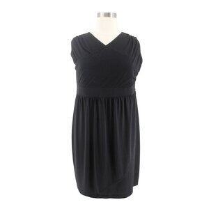 Avenue Black Matte Jersey Knit Sleeveless Faux Wrap Dress Plus Size 18/20
